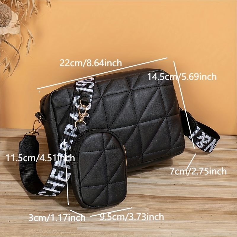 Argyle Quilted Crossbody Bag Set, Fashion Shoulder Bag With Coin Purse, Women's  Small Square Bag - Temu