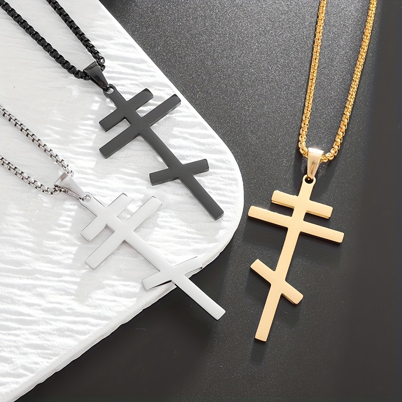 Cross Stainless Steel Pendant Amulet Necklace Prayer - Temu