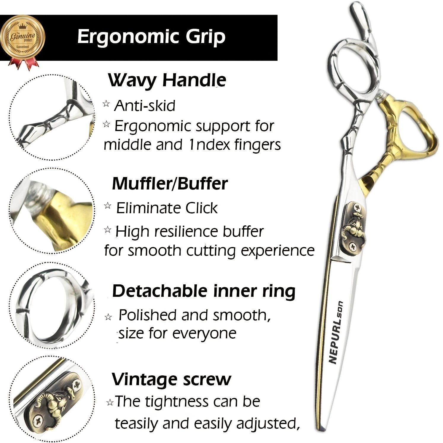 15 24 Cm Golden Hair Cutting Scissors Thinning Shears Professional Barber Salon