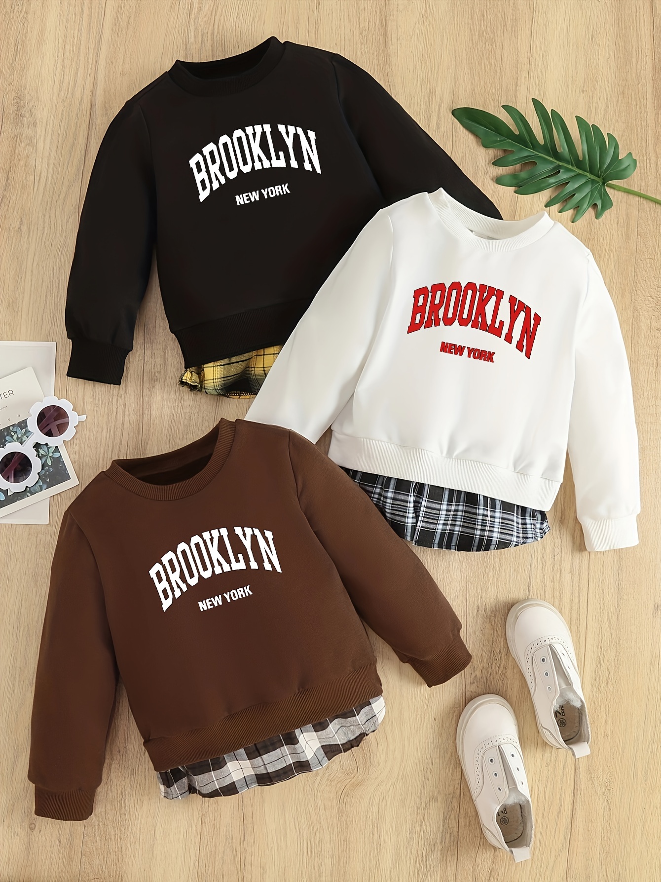 3pcs Girls Preppy Style Letter Sweatshirts * 2-piece Design Pullover Tops  For Fall And Winter