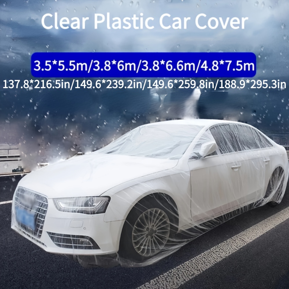 

Car Cover, Clear Plastic Car Cover, Disposable Air Proof, Rain Proof, Water Proof And Snow Proof Plastic Car Cover