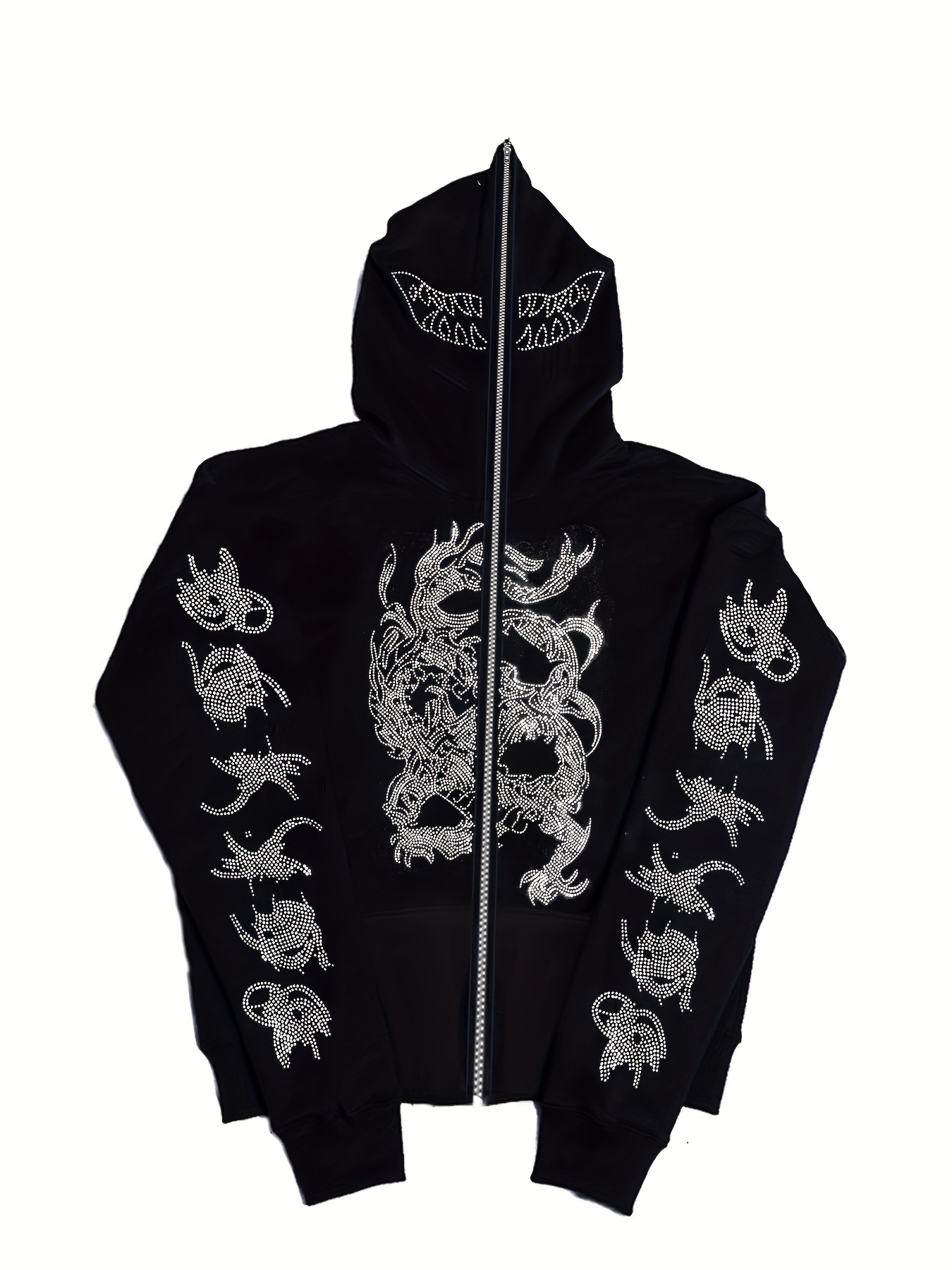 Spider Print Full Zip Hoodie, Y2k Spider Print Letter Graphic Hoodie Jacket,  Gothic Punk Hip Hop Fashion Sweatshirt Coat, Black, Small : :  Clothing, Shoes & Accessories