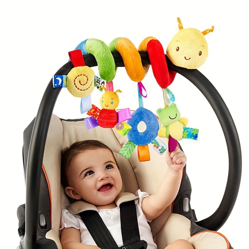 Paquete de 4 juguetes para cochecito de bebé, asiento de automóvil,  campanas colgantes para niños y niñas, adorable animal para jugar, música,  cuna