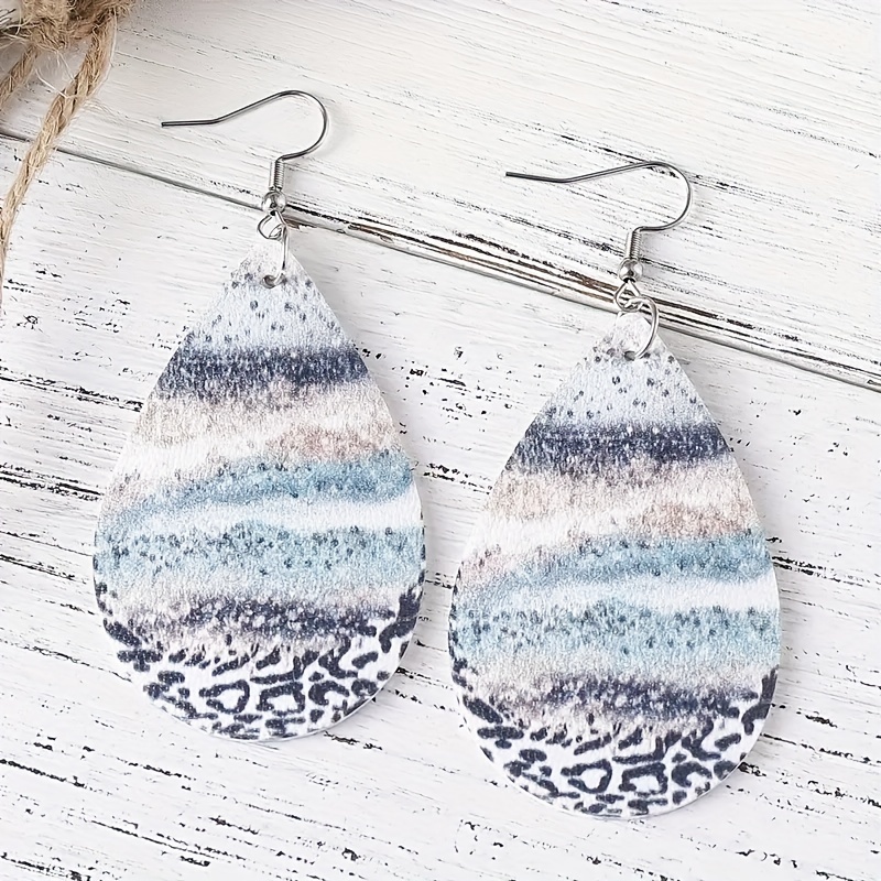 Water Drop Pattern Beach Wave Dangle Earrings For Men