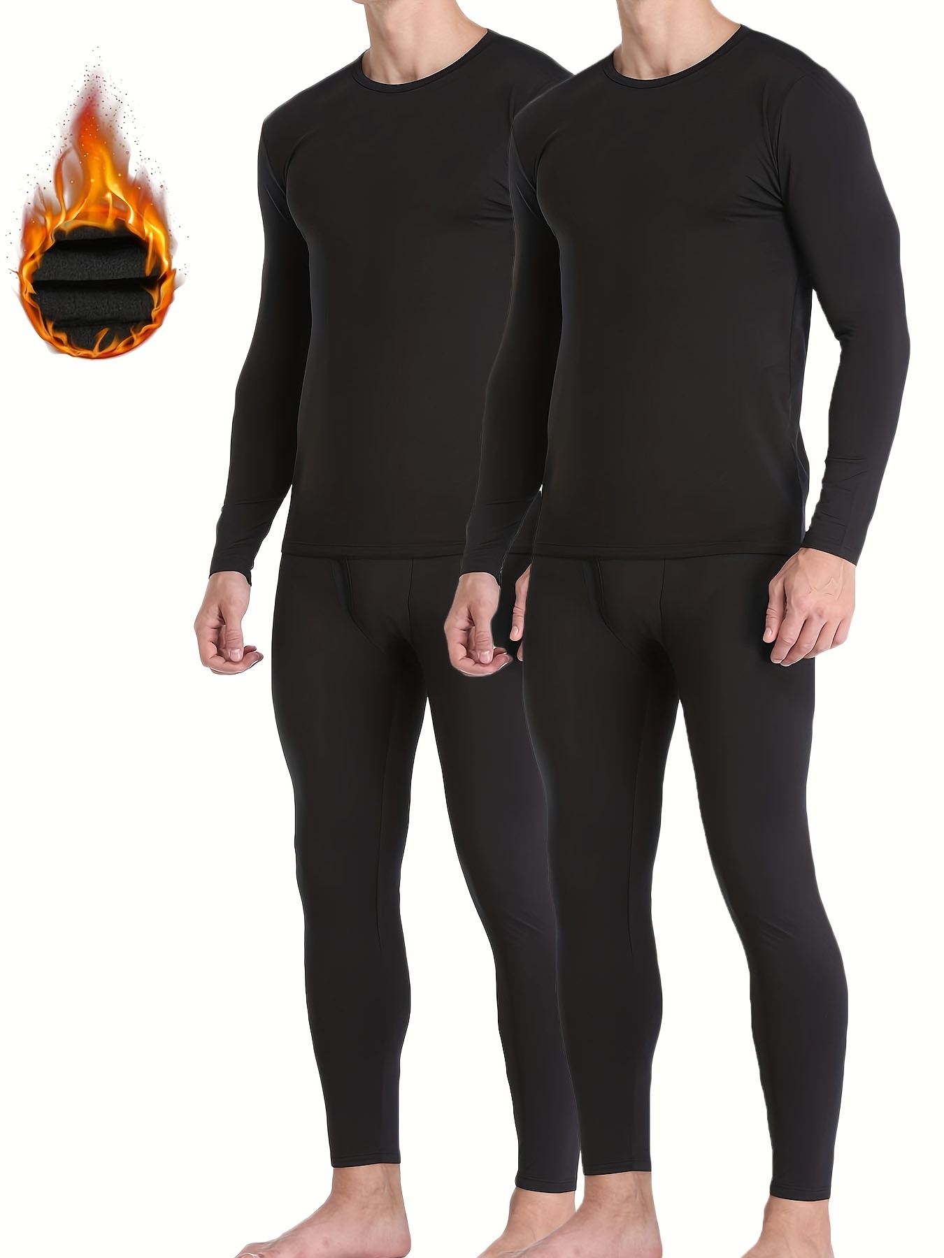 Thermal Underwear Men Ultra Soft Long Set Base Layer Skiing Winter Warm Top  & Bottom, Gray, L