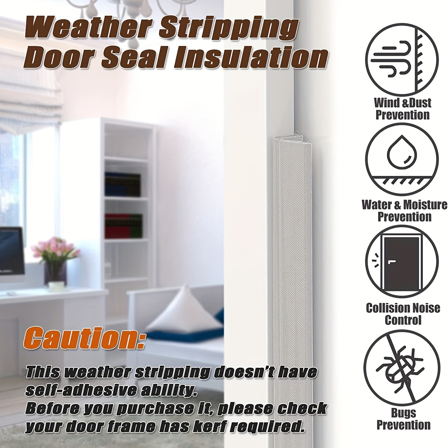 Weather Stripping Door Seal Strip Soundproof Q Foam Weather Stripping for  Door Frame, Exterior Door Weather Stripping for Large Gap, Easy to