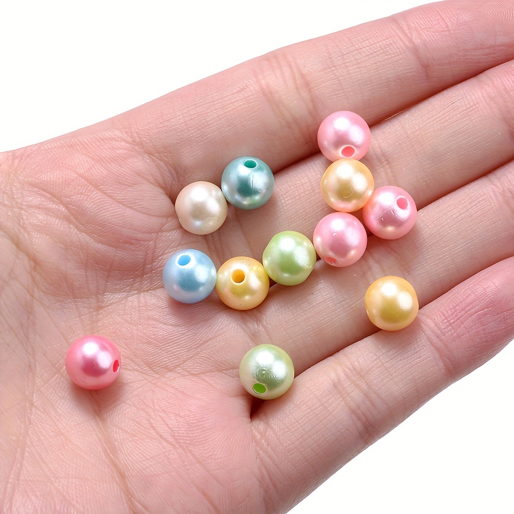 Candy Color Acrylic Round Artificial Pearl Beads Loose - Temu