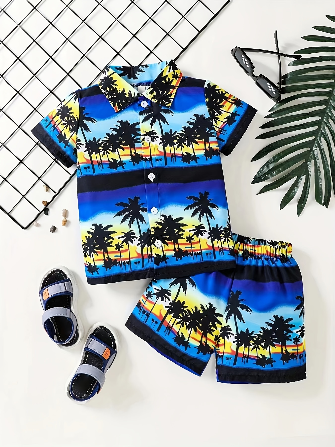 Summer Kids Clothes Boys Coconut Trees Beach Outfit