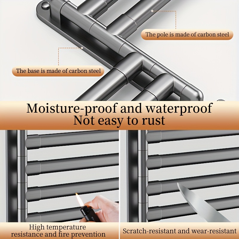 Rotatable Three Rod Towel Rack, Wall Mounted Towel Holder, Towel Drying Rack,  Bathroom Multi-functional Towel Bar, Bathroom Accessories - Temu