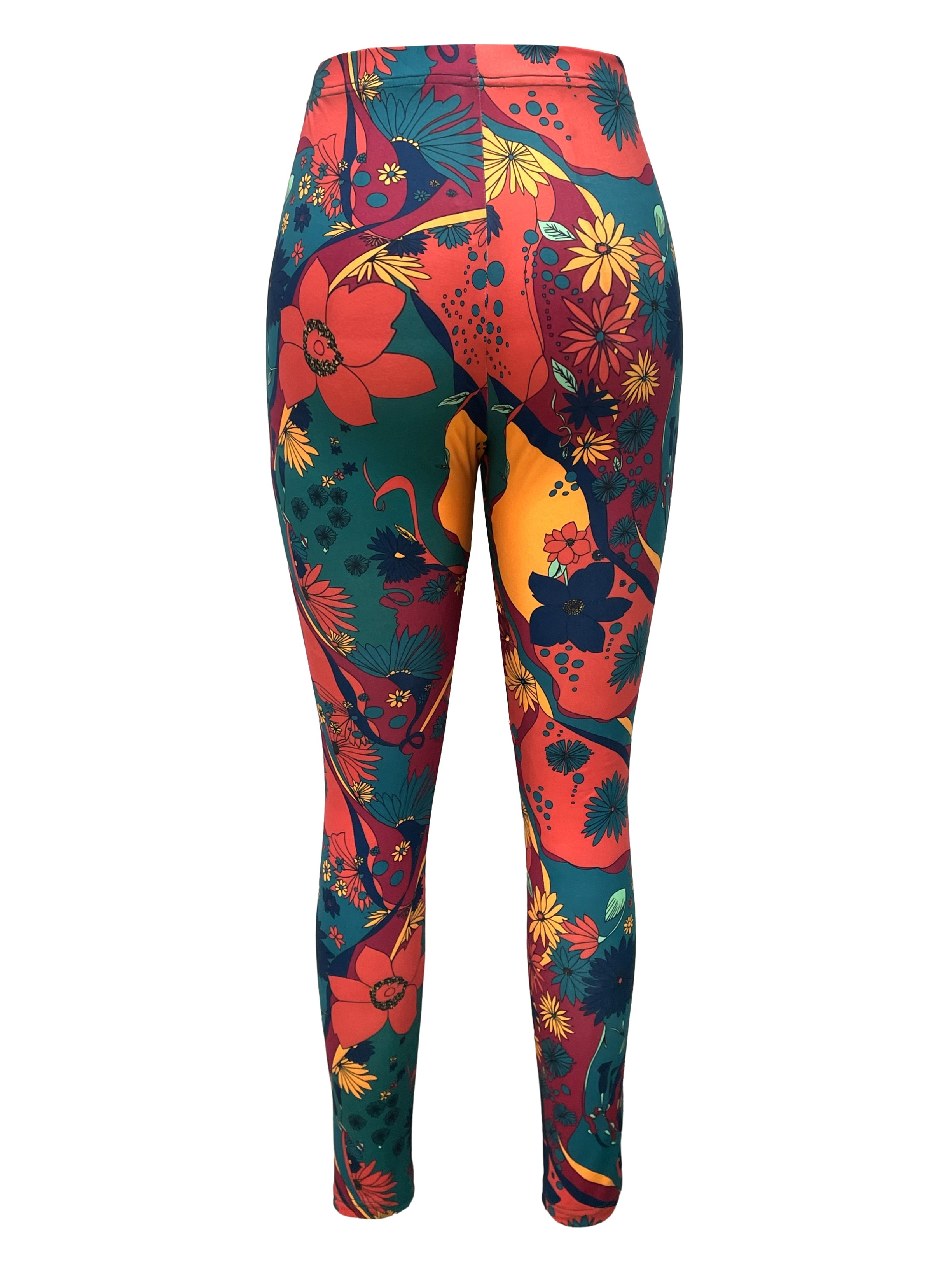 Floral Print Skinny Leggings Casual Elastic Waist Stretchy - Temu Canada