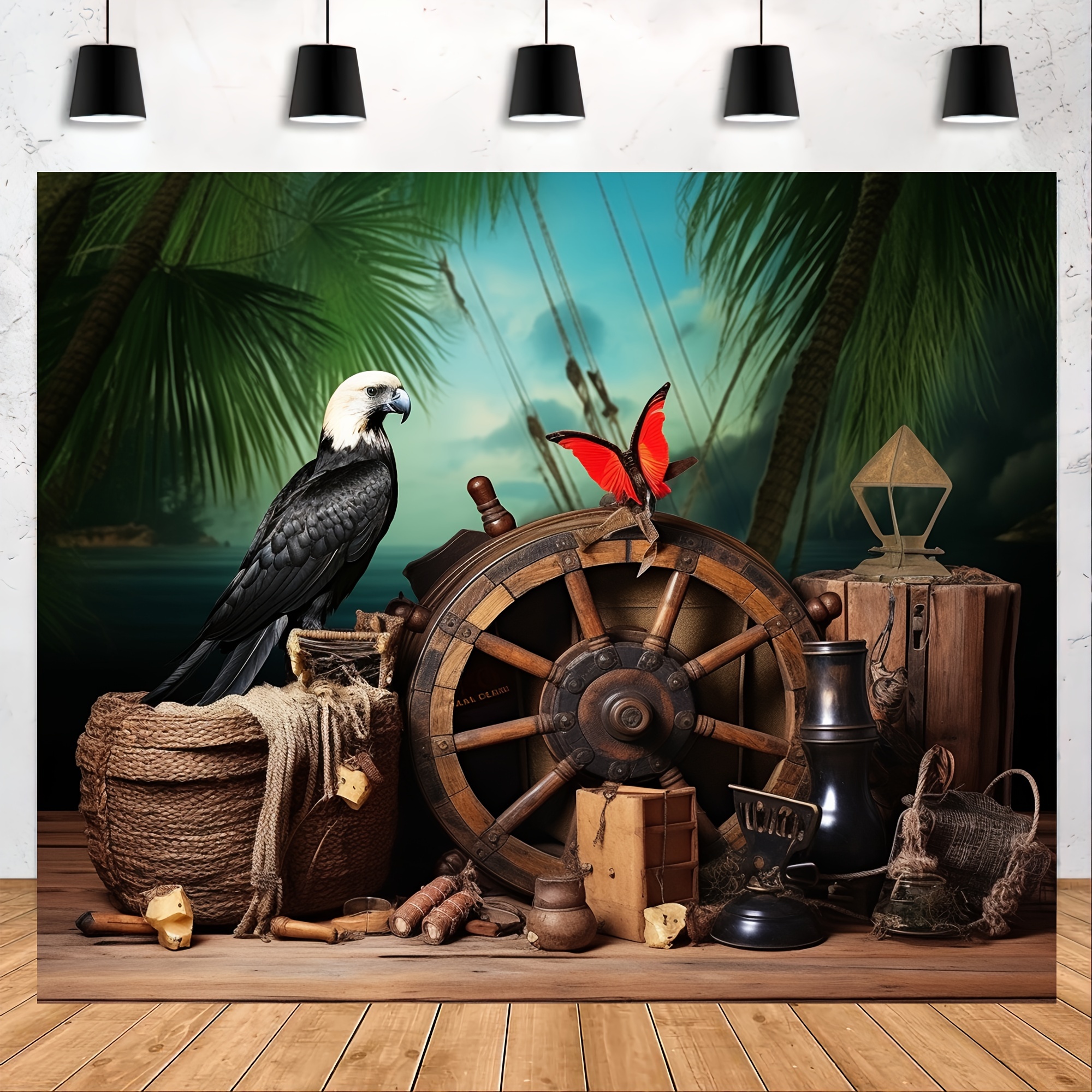Backdrop Photography Beach Pirate Ship Wooden Rudder - Temu Canada
