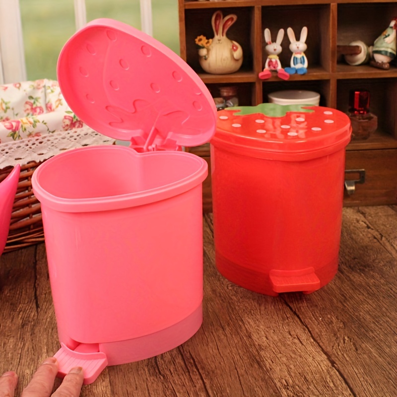 Mini papelera de escritorio Cesta de basura para mesa para el hogar,  contenedor de basura, color rosa