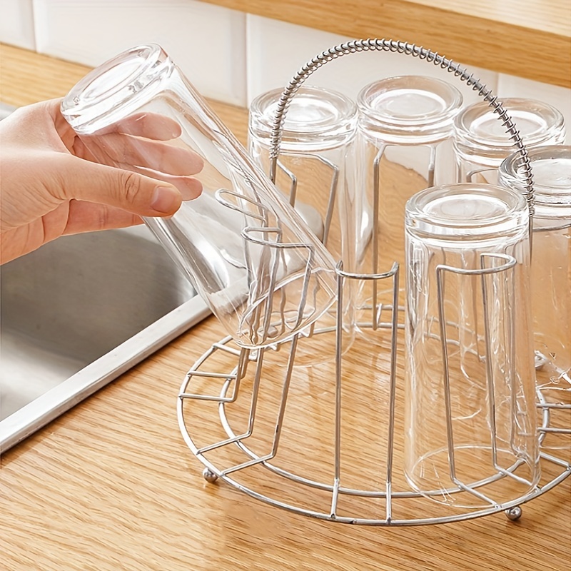 Edelstahl 6 Tassen Becher Glas Stehen Halter Trocknen Regal Hause Küche  Hängen Abtropffläche Lagerung Rack Zubehör
