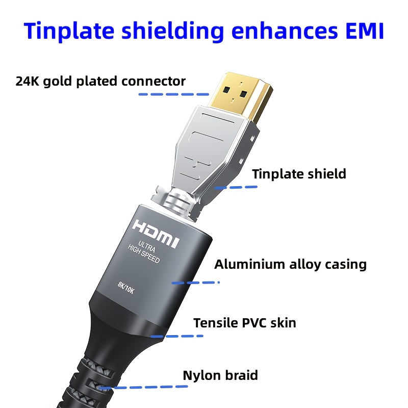 10k 8k Connector For Cable 2.1 Certified 48gbps High - Temu