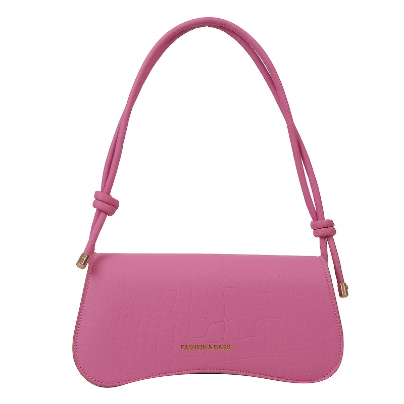 Solid Color Trendy Shoulder Bag, Pu Leather Versatile Underarm Bag, Magnet  Zipper Stylish Minimalist Baguette Bag - Temu