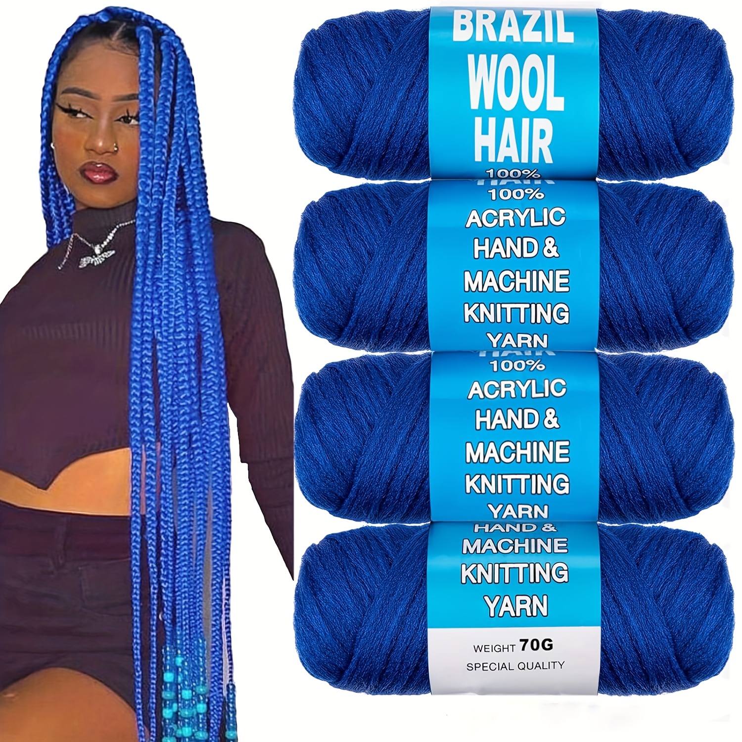 Brazilian Yarn for Braids High-Quality Acrylic wool for Hair Jumbo Braids,  Senegalese Twist / Wraps Natural / Knitting Hair ,Natural Brown Braids /  Braids