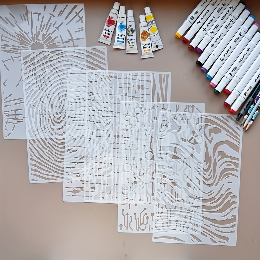 Abstract Texture Stencils For Painting Reusable Diy Stencils - Temu