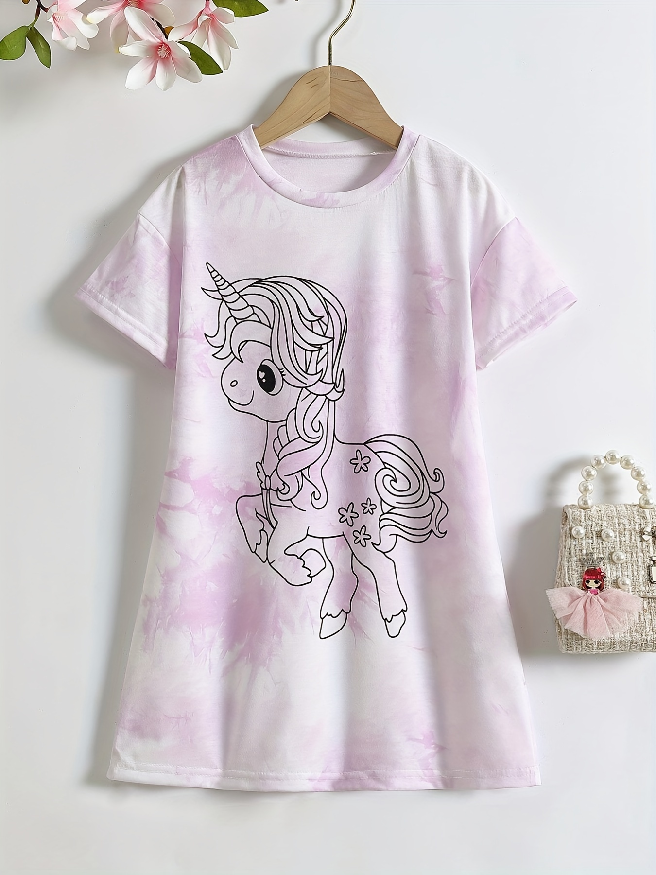 Toddler Girls Rainbow Unicorn Graphic Stretch Casual - Temu