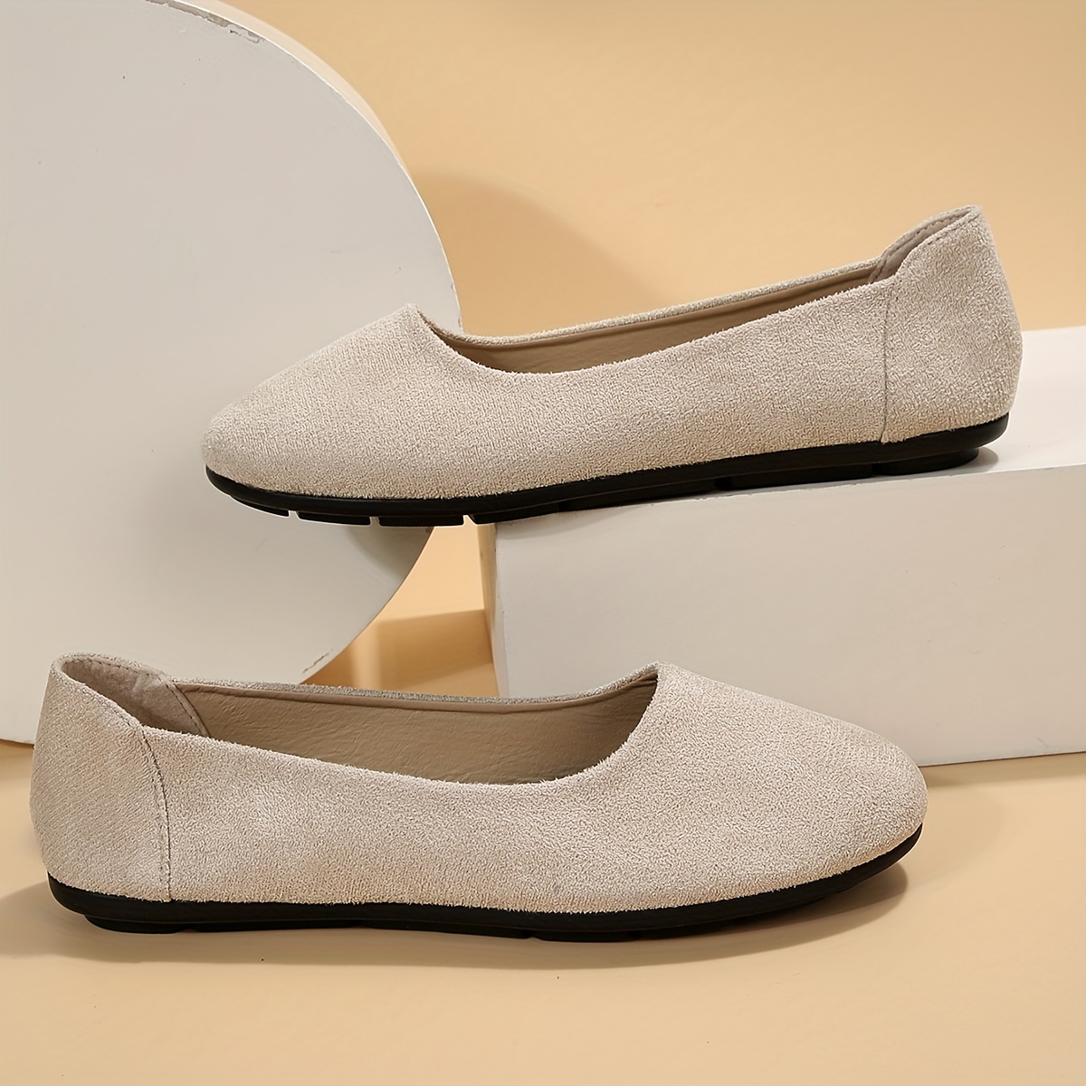 Women's Solid Ballet Shoes Slip On Low Flat Casual Light Shoes
