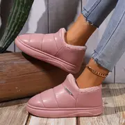 womens warm short boots casual slip on plush lined boots comfortable winter ankle boots details 4