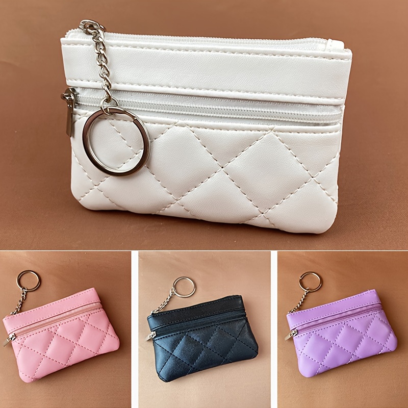 

Simple Solid Color Short Wallet, Argyle Pattern Large Capacity Multi Card Slot Zipper Wallet Clutch Card Holder Coin Purse, Suitable For Daily