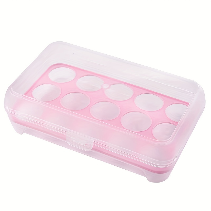 1pcs Anti-collision Home Refrigerator Fresh-keeping Egg Storage Box Kitchen  Snap-on Lid With Stackable 18-grid Egg Box In Random Colors