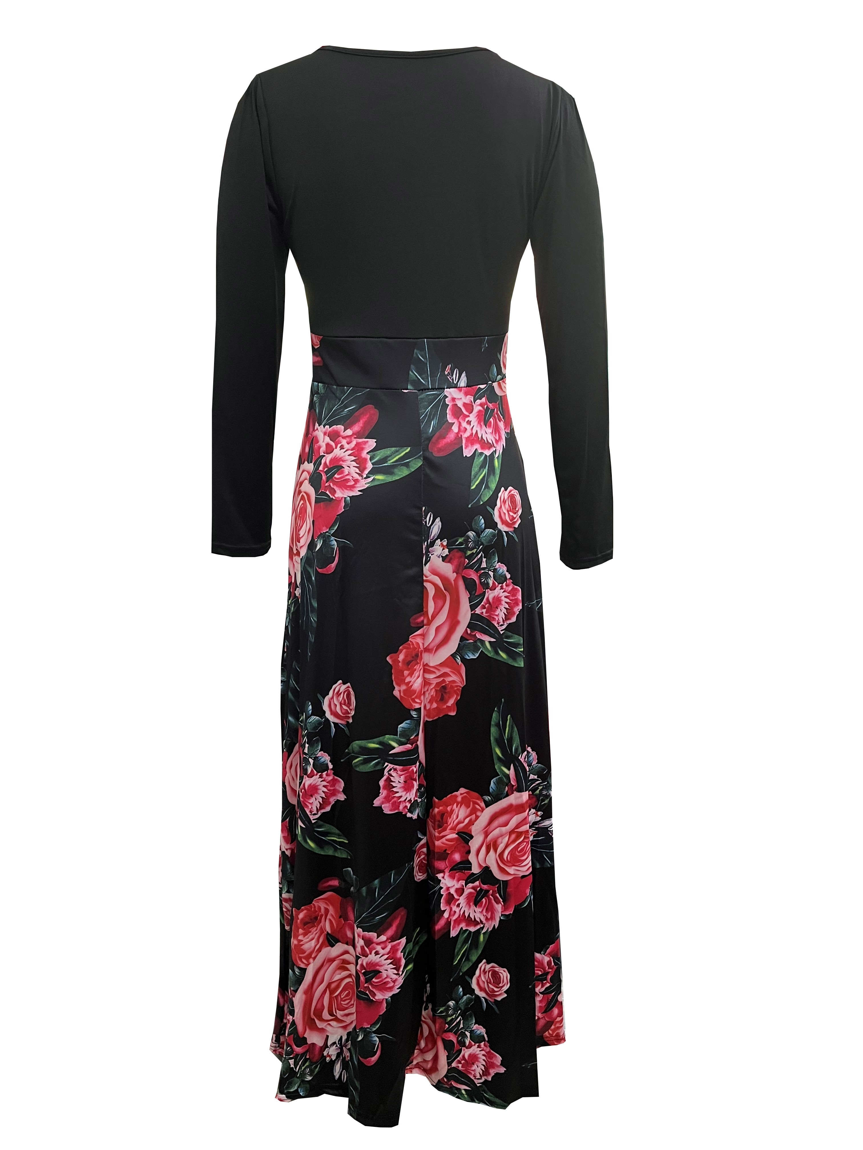 Pleated Wrap Dress - Black/floral - Ladies