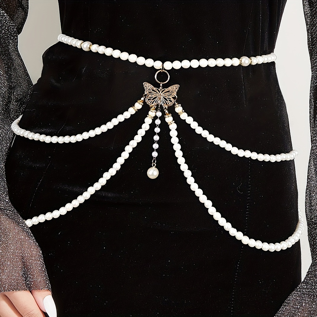 Women's Pearl Waist Chain Metal Waist Chain for Dress Decorative Chain Belt  : : Clothing, Shoes & Accessories