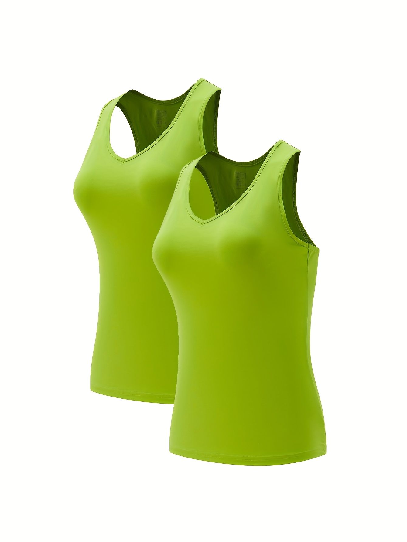 Solid Color V neck Sports Tank Top With Padded Running - Temu Australia