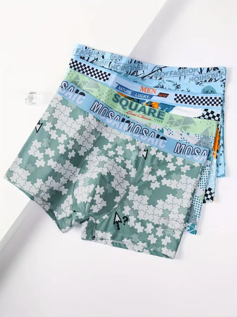 Men's Ice Silk Cool Underwear Fashion Graphic Boxer Briefs - Temu