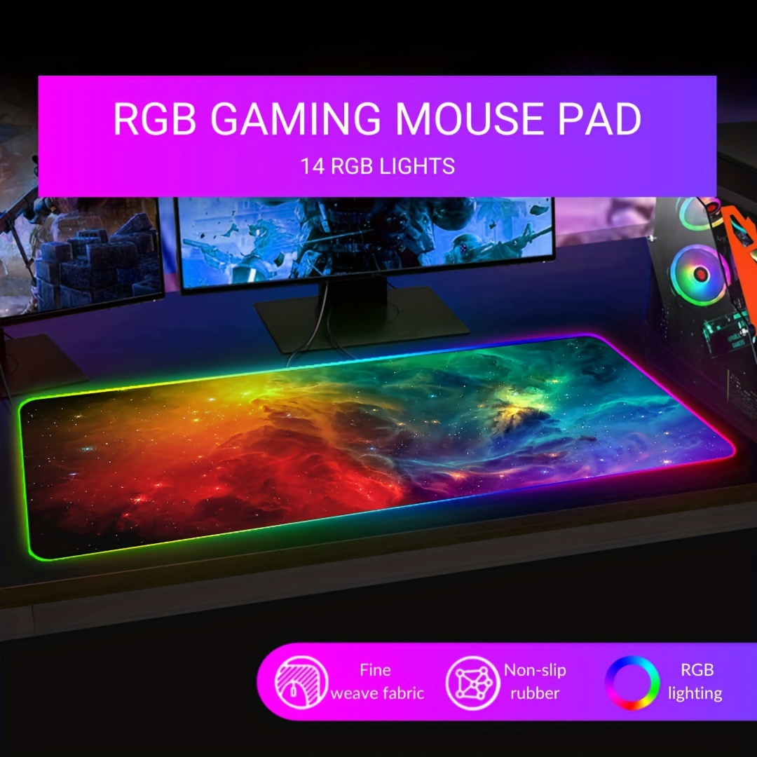 Tapis de souris de Gaming rose RVB LED grand tapis de bureau en  caoutchouc