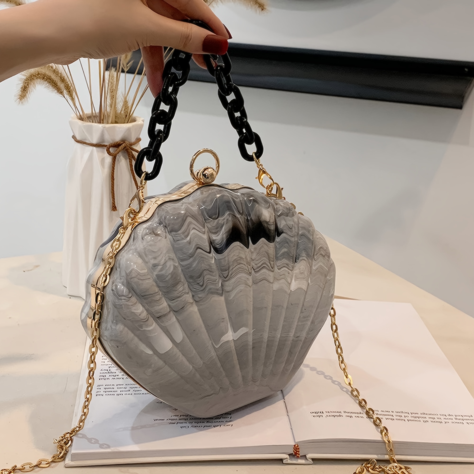 Faux Pearl Decor Evening Bag Portable Top Handle Evening Bag - Temu