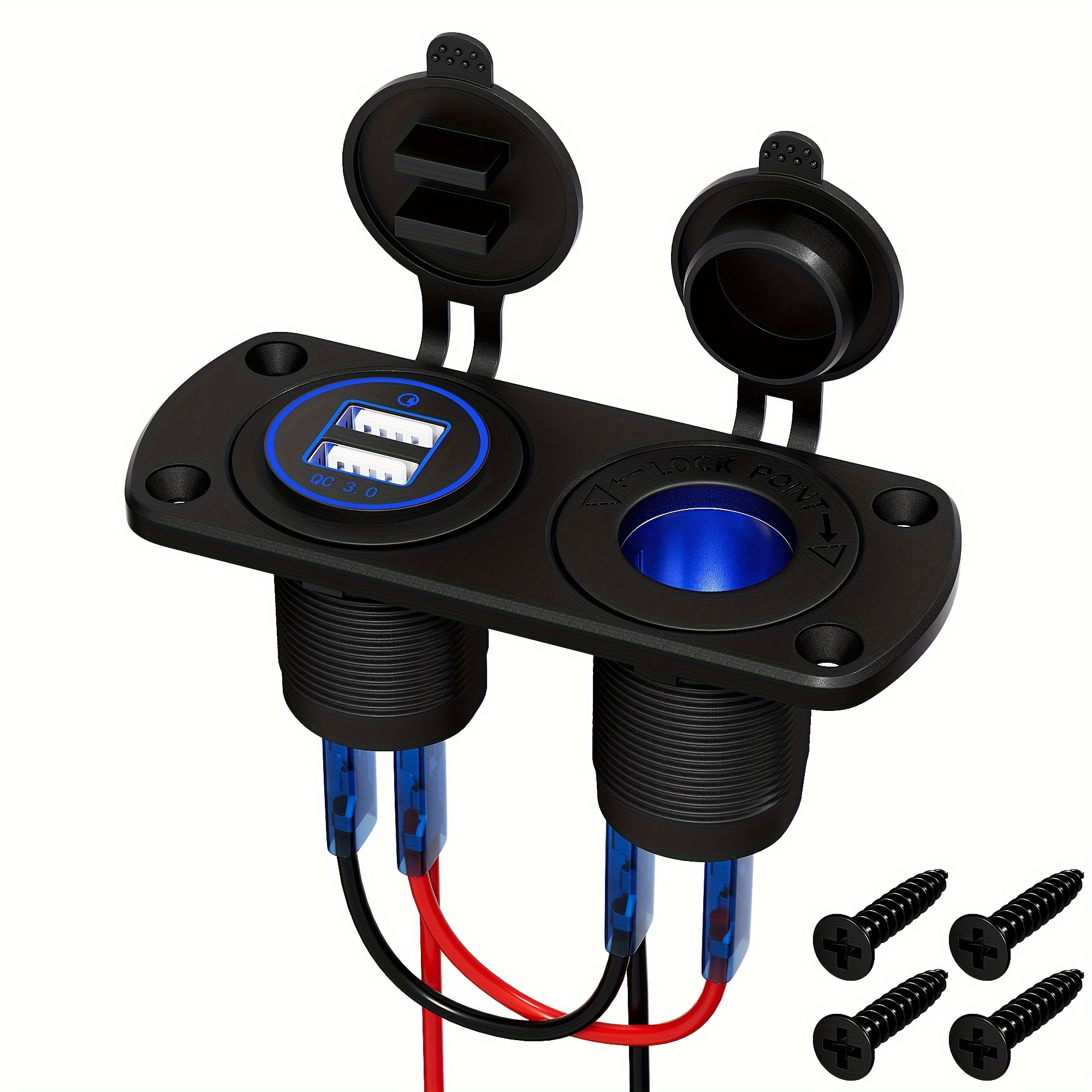 12V/24V Car Boat Marine Motorcycle Dual USB Charger Socket Power Outlet 1A  &2.1A (3.1A) for RV Truck Camper Vehicles - China Car Charger, 12V USB  Charger