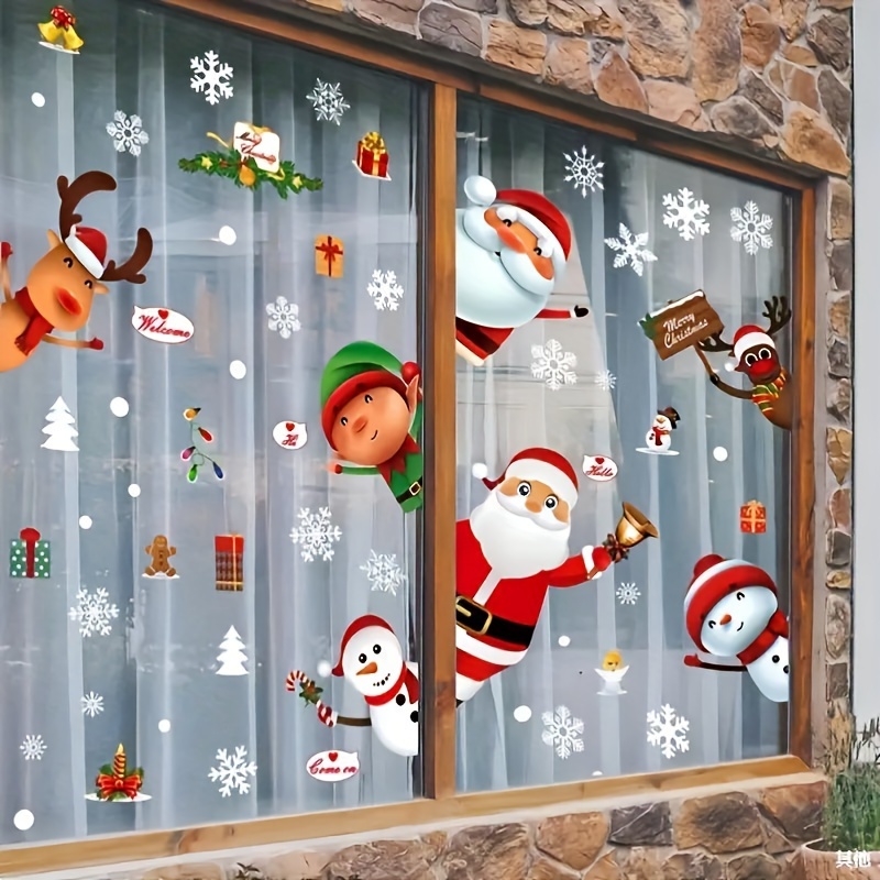 248pcs Christmas Snowflake Window Clings Stickers Xmas Decorations