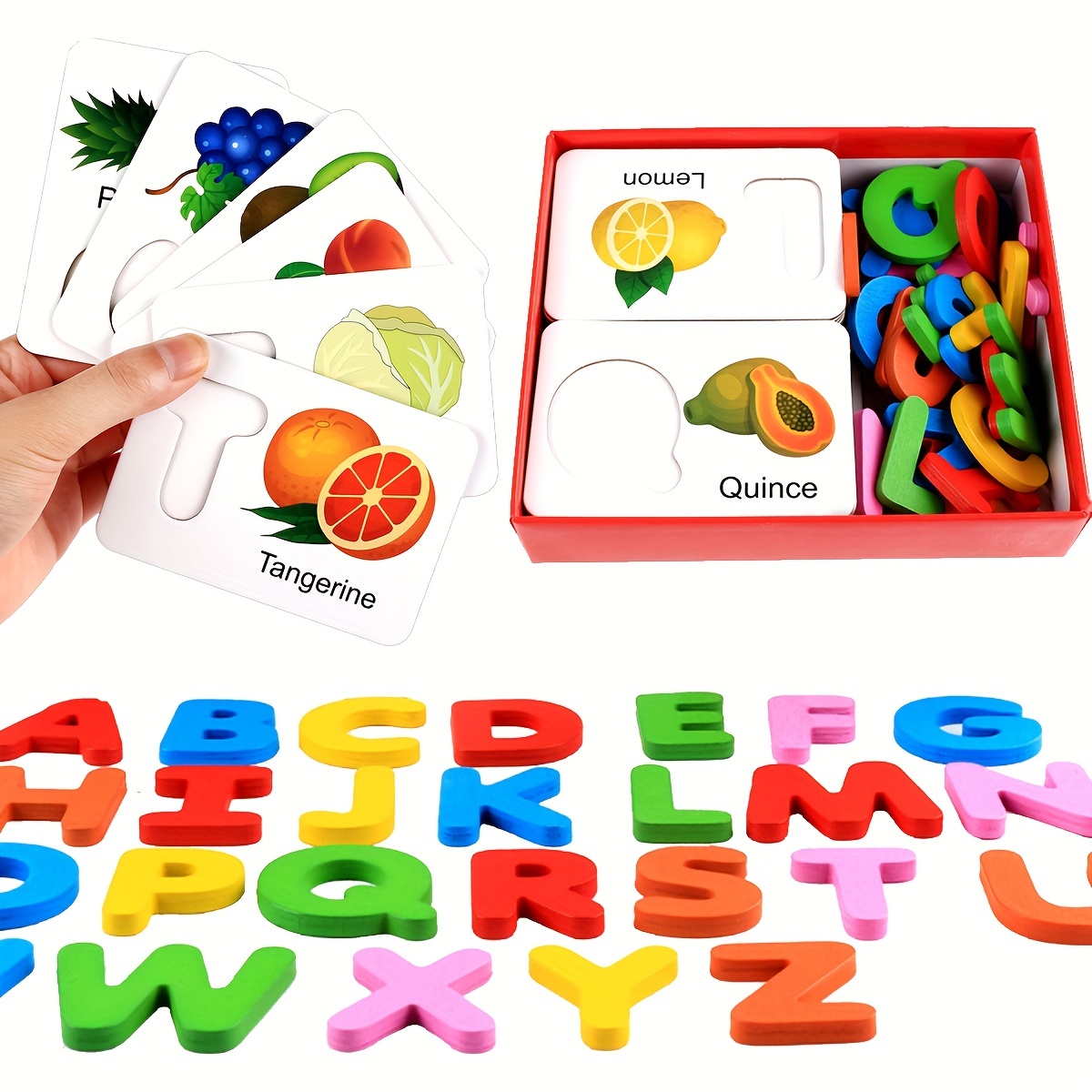 

Alphabet Flash Cards For Toddlers, Abc Montessori Educational Toys Gifts For Preschool Learning Activities, Wooden Letters Flashcards Puzzle Game