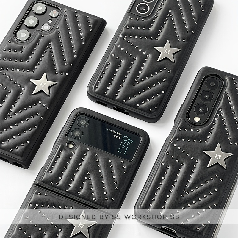 Luxury Rivet Stars Leather Case for Samsung Galaxy Z Fold 4 3