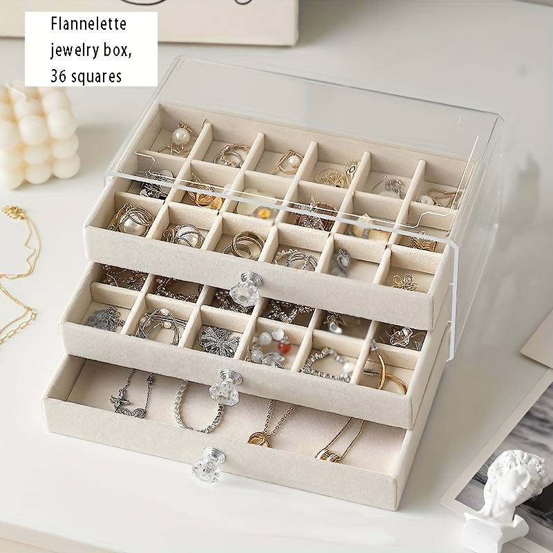Flannelette Acrylic Jewelry Storage Box Anti Oxidation - Temu Germany