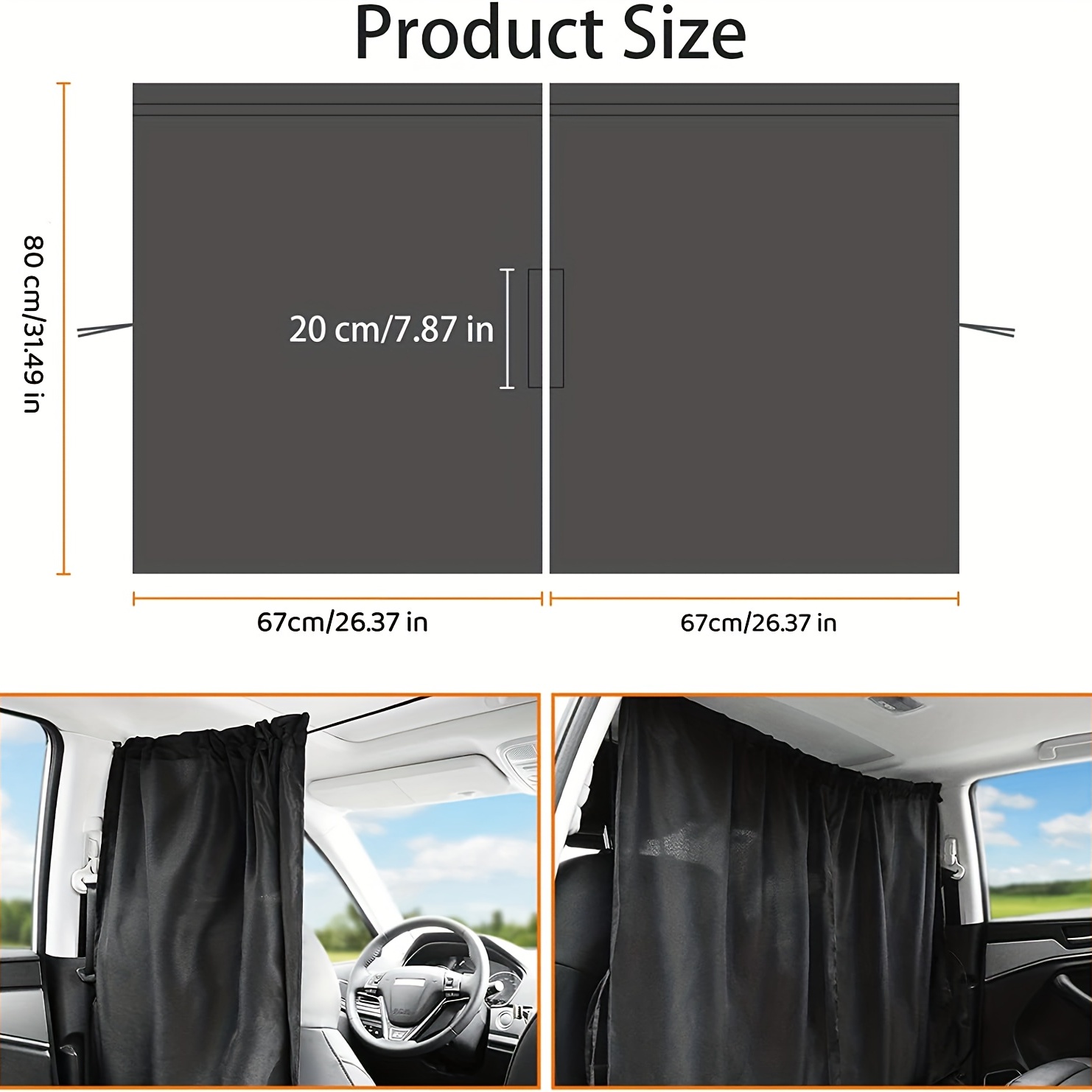  Ovege Car Divider Curtains Sun Shade-Privacy Travel Nap Night  Car Camping Detachable Simple Curtain (Black-Silky) : Automotive