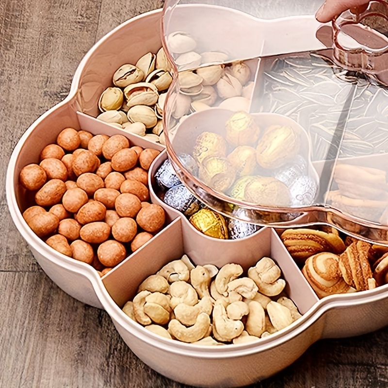  Snack Tray, 5 Segmented Candy Containers Large Capacity Used  for Nut Candy, Dried Fruit Food Storage Organizer Compartment Dried Fruit  Tray, Against-Slip and Wear Resistance Snack Tray # : Home 