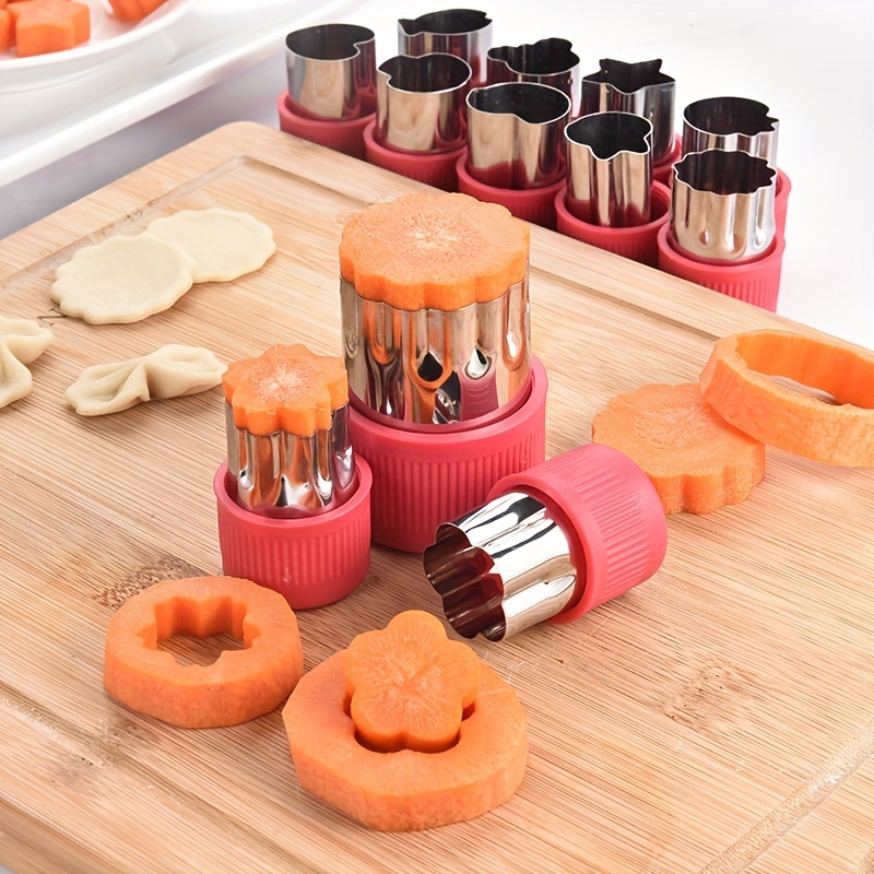 12 pcs Mini Cookie Cutters Vegetable Cutter Shapes Sets Fruit Stamps Mold