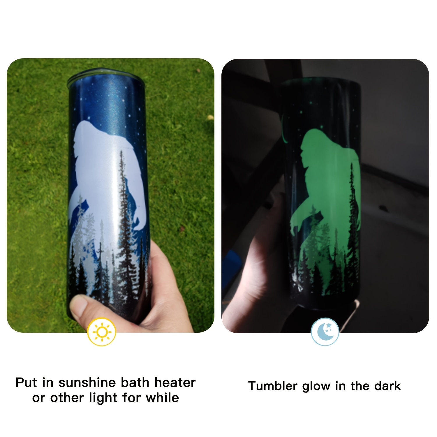 25 pack 20oz Green Glow In the Dark Sublimation Straight Tumbler