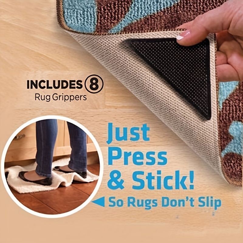 Rug Gripper - Non Slip Rug Pad For Area Rugs, Non Skid Reusable Tape,  Corners Grippers For Hardwood Floors, Tile & Wall - Keeps Your Rug In &  Makes Corners Flat - Temu