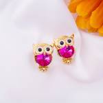 Creative Elegant Trendy Cute Rhinestone Decor Owl Stud Earrings Decorative Accessories Holiday Party Gift For Girls