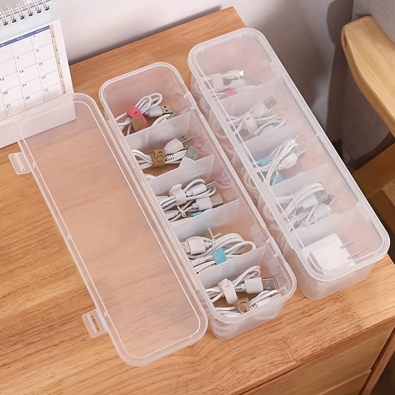 Plastic Desktop Storage Box Compartments Transparent Button - Temu