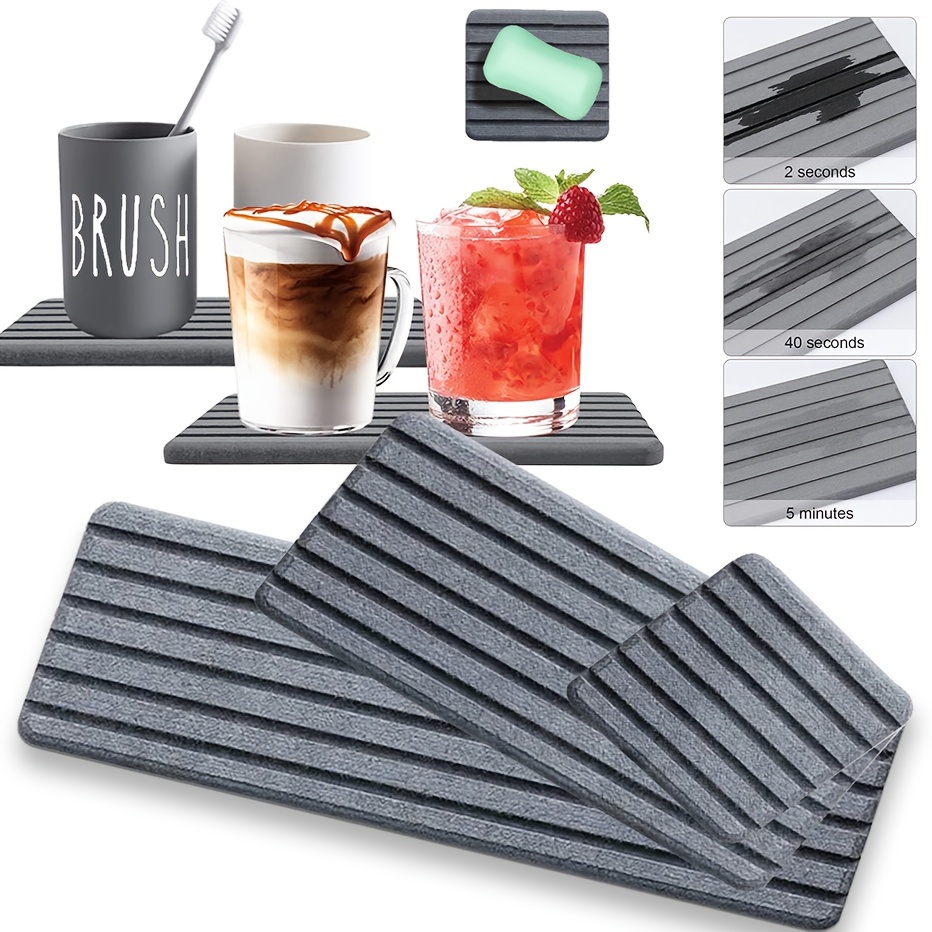 1PC Stone Drying Mat for Kitchen Counter, Quick Dry Diatomaceous Earth Sink  Tray Mat for Dish Bottles Cups, Bathrooms