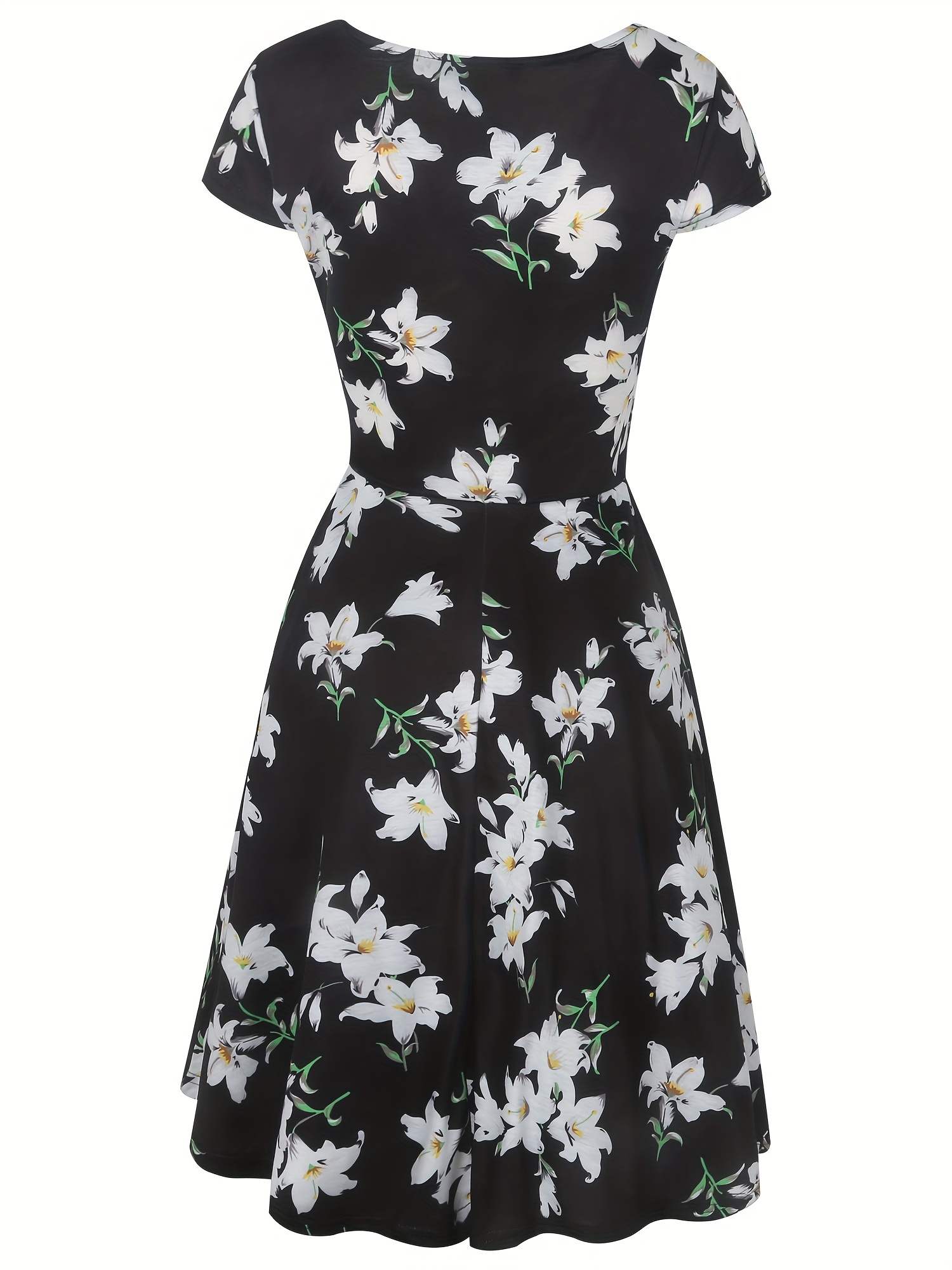 Retro Floral Print Dress, V-neck Summer Fashion Waist Slim Fit