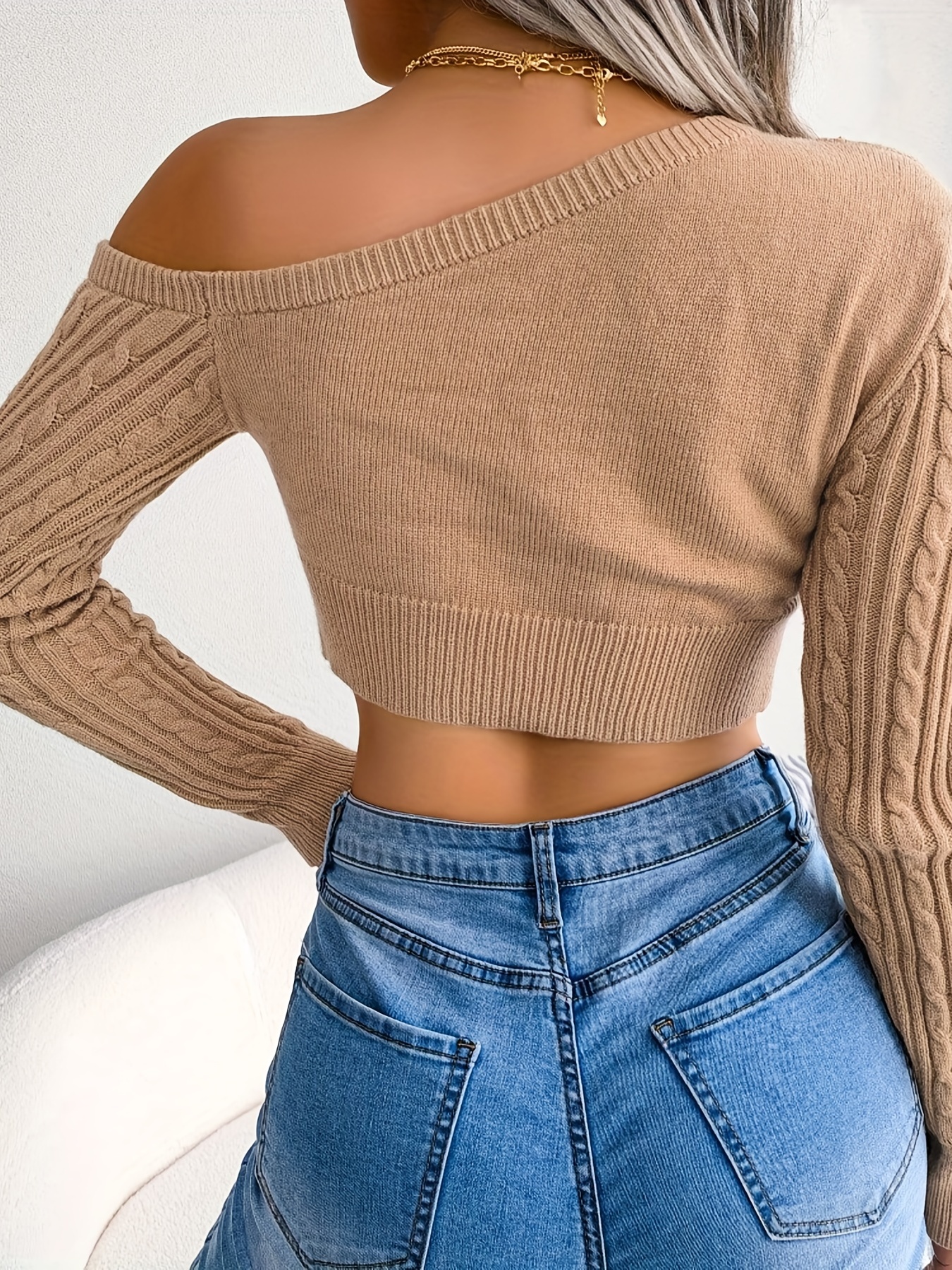 Off the best sale shoulder crew neck