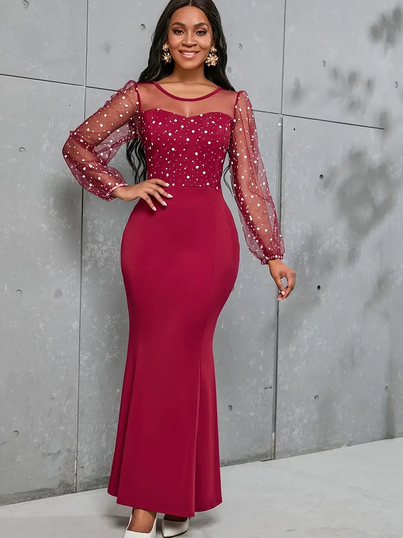 burgundy long dress