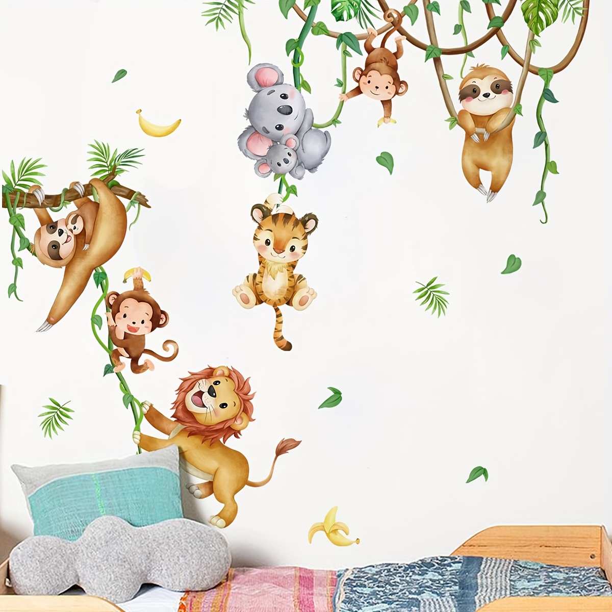 

Set Of 2 Creative Wall Sticker, Tree Branches Vine Monkey Pattern Self-adhesive Wall Stickers, Bedroom Entryway Living Room Porch Home Decoration Wall Stickers, Removable Stickers, Wall Decor Decals