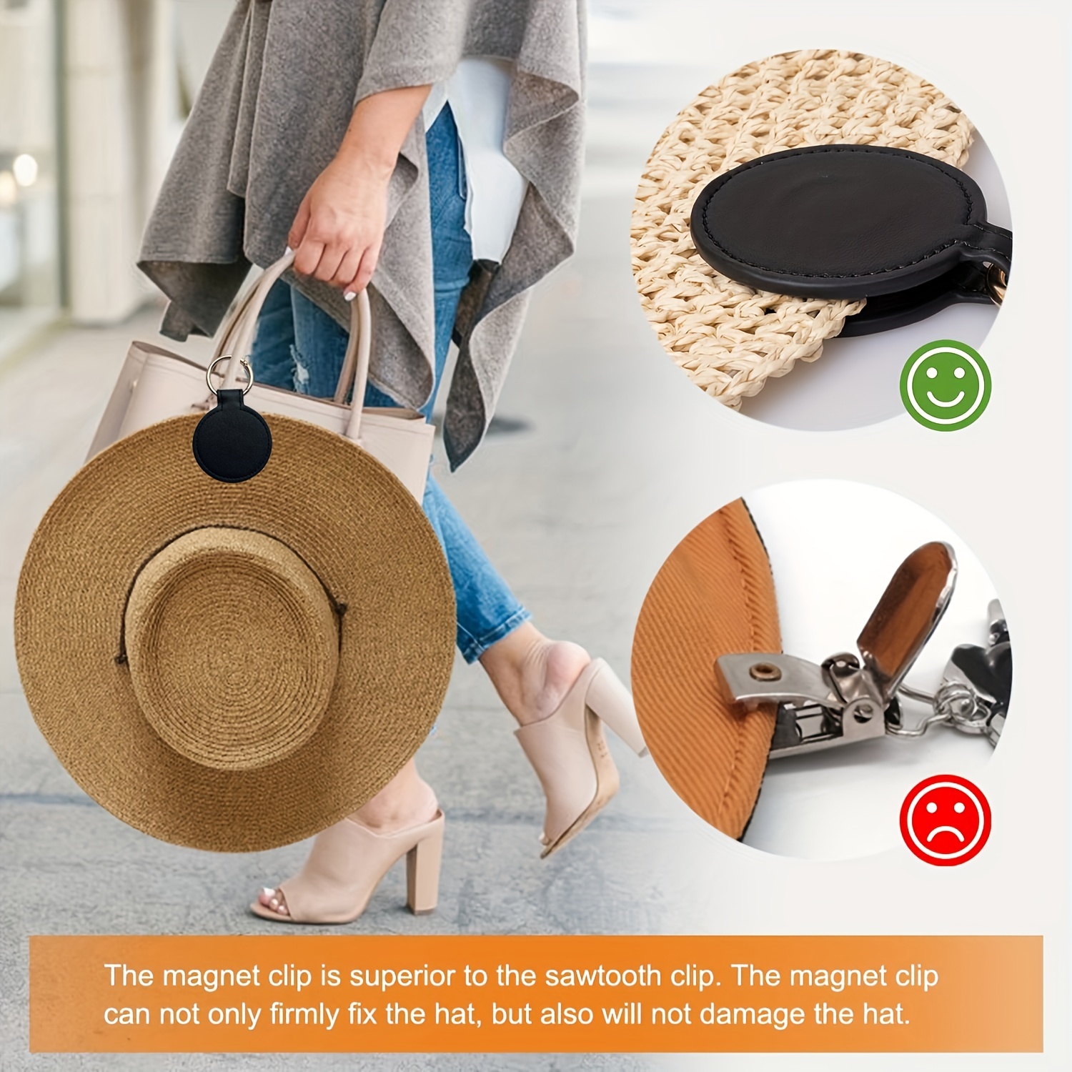 Magnetic Hat Clip for Travel - Hat Carrier Purse Accessories - Sun